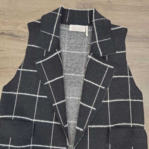 by Anthropologie Checkered Plaid Open Front Long Sweater Vest OS Preppy Career - Picture 4 of 11